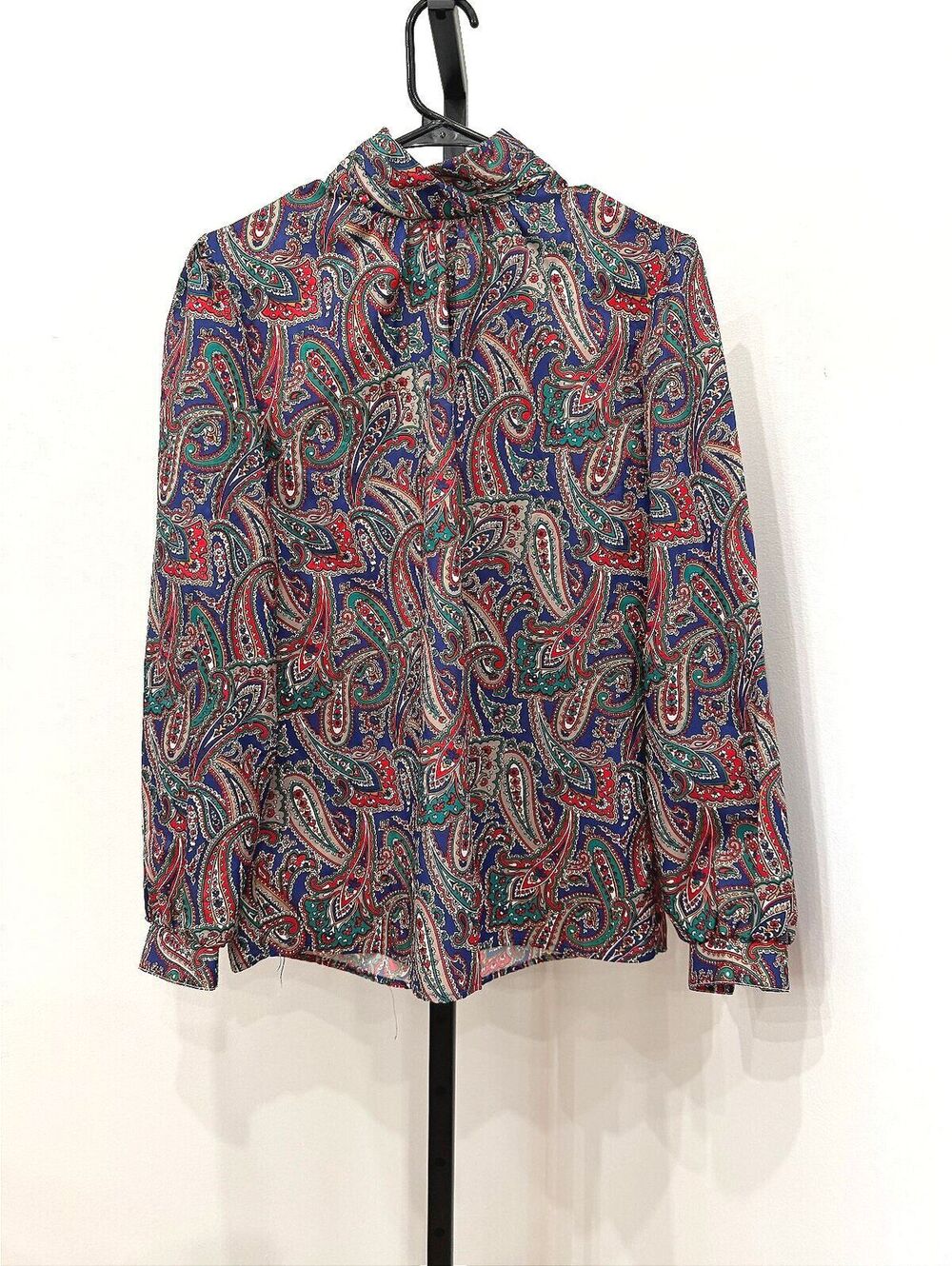 Laura Mae Vintage Paisley Print Long Sleeve Blouse Size 14